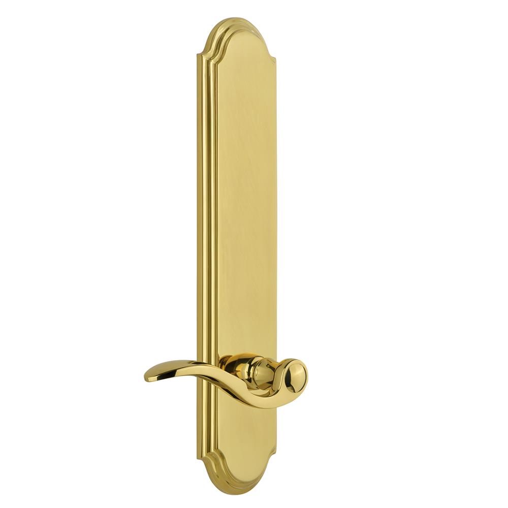 Grandeur by Nostalgic Warehouse ARCBEL Arc Tall Plate Passage with Bellagio Lever in Lifetime Brass